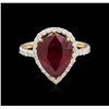 Image 2 : 5.73ct Ruby and Diamond Ring - 14KT Yellow Gold