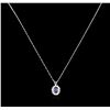 Image 2 : 1.50ct Sapphire and Diamond Pendant With Chain - 18KT White Gold