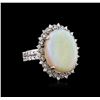 Image 1 : 14KT White Gold 6.44ct Opal and Diamond Ring