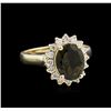 Image 1 : 2.63ct Green Tourmaline and Diamond Ring - 14KT Yellow Gold