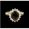 Image 2 : 2.63ct Green Tourmaline and Diamond Ring - 14KT Yellow Gold