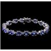Image 1 : 21.12ctw Tanzanite and Diamond Bracelet - 14KT White Gold