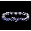 Image 2 : 21.12ctw Tanzanite and Diamond Bracelet - 14KT White Gold
