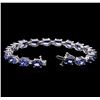 Image 3 : 21.12ctw Tanzanite and Diamond Bracelet - 14KT White Gold