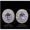 Image 1 : 14KT White Gold 1.40ctw Tanzanite and Diamond Earrings