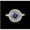 Image 2 : 1.75ct Tanzanite and Diamond Ring - 14KT Two-Tone Gold