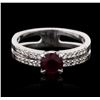 Image 2 : 14KT White Gold 0.80ct Ruby and Diamond Ring