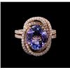 Image 2 : 4.25ct Tanzanite and Diamond Ring - 14KT Rose Gold