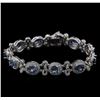 Image 1 : 8.71ctw Blue Sapphire and Diamond Bracelet - 14KT White Gold