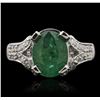 Image 2 : 14KT White Gold 3.01ct Emerald and Diamond Ring
