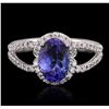 Image 1 : 18KT White Gold 1.93ct Tanzanite and Diamond Ring