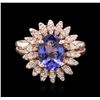 Image 2 : 14KT Rose Gold 2.09ct Tanzanite and Diamond Ring