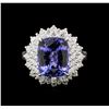 Image 2 : 6.63ct Tanzanite and Diamond Ring - 18KT White Gold