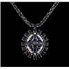 Image 2 : 36.71ctw Blue Sapphire and Diamond Necklace - 14KT White Gold