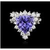 Image 2 : 14KT White Gold 3.67ct Tanzanite and Diamond Ring