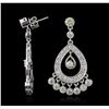 Image 2 : 14KT White Gold 4.07ctw Diamond Dangle Earrings