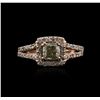 Image 2 : 14KT Rose Gold 1.33ctw Fancy Green Diamond Ring