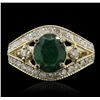 Image 4 : 14KT Yellow Gold 1.63ct Emerald and Diamond Ring