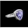 Image 1 : 4.35ct Tanzanite and Diamond Ring - 14KT White Gold