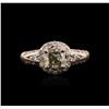 Image 2 : 14KT Rose Gold 1.48ctw Fancy Yellowish Green Diamond Ring