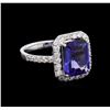 Image 1 : 3.41ct Tanzanite and Diamond Ring - 18KT White Gold