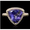 Image 2 : 14KT Yellow Gold 3.50ct Tanzanite and Diamond Ring