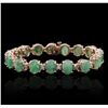 Image 4 : 14KT Rose Gold 20.90ctw Emerald and Diamond Bracelet