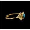 Image 2 : 21KT Yellow Gold Turquoise Butterfly Bangle Bracelet