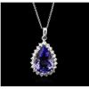 Image 1 : 14KT White Gold 7.48ct Tanzanite and Diamond Pendant With Chain