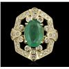 Image 2 : 14KT Yellow Gold 3.73ct Emerald and Diamond Ring