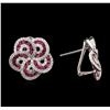 Image 2 : 1.80ctw Ruby and Diamond Earrings - 18KT White Gold