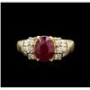 Image 2 : 2.71ct Ruby and Diamond Ring - 18KT Yellow Gold