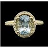 Image 2 : 14KT Yellow Gold 2.62ct Aquamarine and Diamond Ring