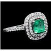 Image 1 : 14KT White Gold 1.28ct Emerald and Diamond Ring