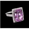Image 1 : 9.05ct Kunzite and Diamond Ring - 14KT White Gold