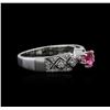 Image 1 : 18KT White Gold 0.50ct Pink Topaz and Diamond Ring