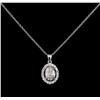 Image 1 : 1.14ctw Diamond Pendant With Chain - 14KT White Gold