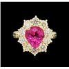 Image 2 : 14KT Yellow Gold 2.61ct Tourmaline and Diamond Ring