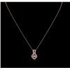 Image 1 : 0.68ct Tanzanite and Diamond Pendant With Chain - 14KT Rose Gold