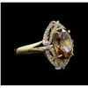Image 1 : 6.33ct Orange Zircon and Diamond Ring - 14KT Yellow Gold
