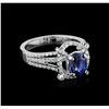 Image 1 : 18KT White Gold 1.55ct Sapphire and Diamond Ring