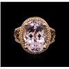 Image 1 : 14KT Yellow Gold 12.35ct Kunzite and Diamond Ring