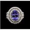 Image 2 : 4.06ct Tanzanite and Diamond Ring - 14KT White Gold