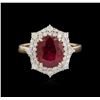 Image 2 : 3.75ct Ruby and Diamond Ring - 14KT Yellow Gold