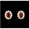 Image 1 : 1.65ctw Ruby and Diamond Earrings - 18KT Yellow Gold