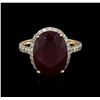 Image 2 : 12.44ct Ruby and Diamond Ring - 14KT Yellow Gold