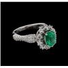Image 1 : 1.35ct Emerald and Diamond Ring - 18KT White Gold