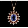 Image 1 : 14KT Rose Gold 4.23ct Tanzanite, Ruby and Diamond Pendant With Chain