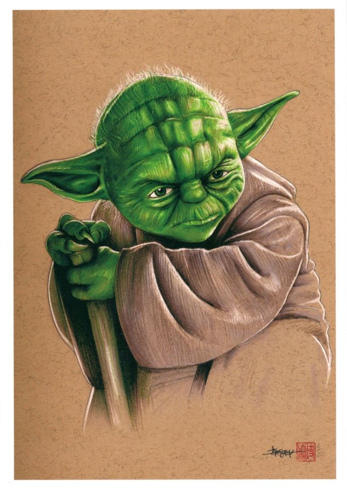 "Yoda" Star Wars Limited Edition 8" x 12" Signed Comic Art Print by