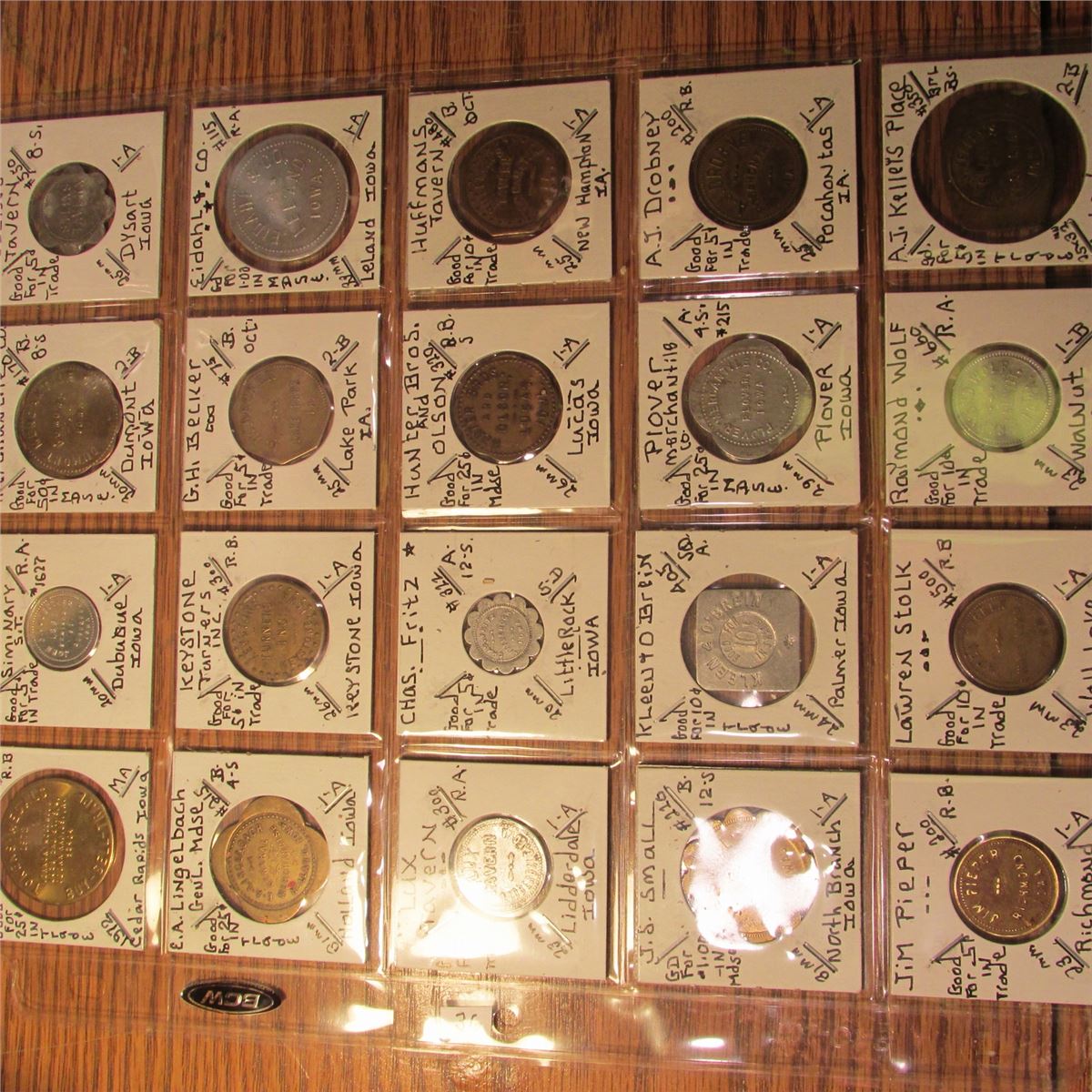 (20) Iowa Trade Tokens #1142 Cedar Rapids, #1627 Dubuque, #170 Dumont ...